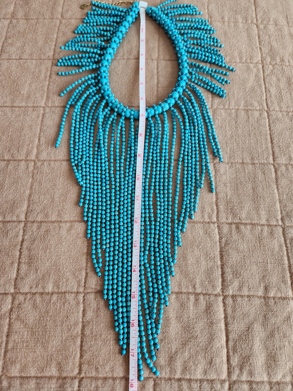 Anthopologie Turquoise Beaded Fringe Statement Necklace - Women Jewelry - Picture 2 of 4